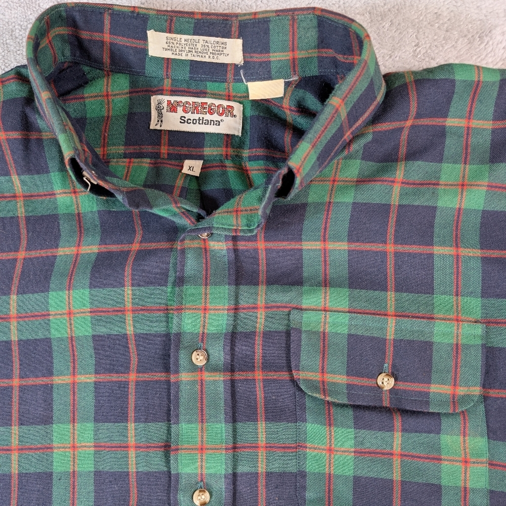 Vintage McGregor Scotlana Plaid Flannel Men's Shirt‎ Green XL